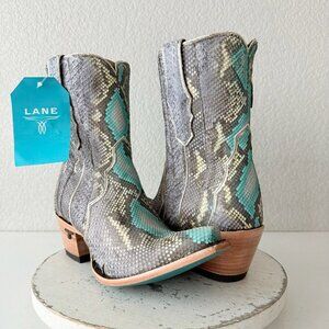 Lane VICKSON Womens Cowboy Booties Blue Watercolor Western Short Boots Size 11